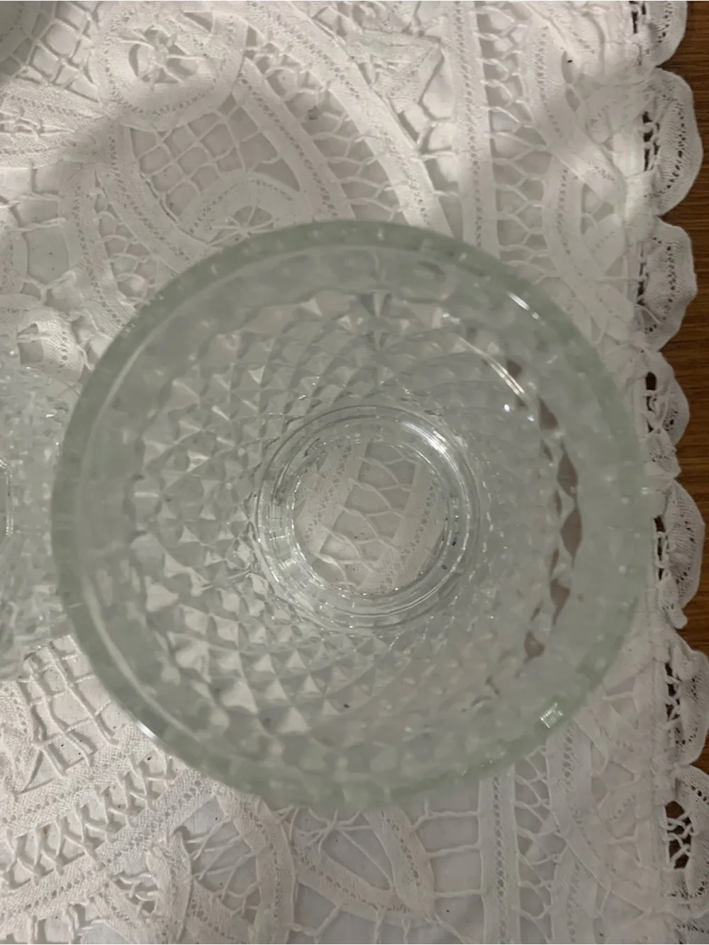 Vintage Indiana Glass Diamond Point Fairy Lamp Clear Base w Original Box